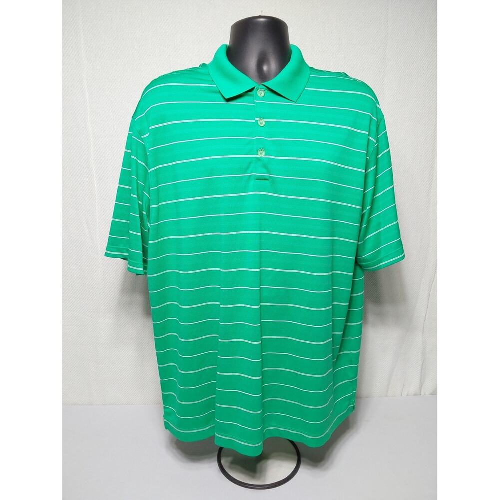 Nike Golf Dri-Fit Polo Shirt XL Green Stripped Active Performance #M95